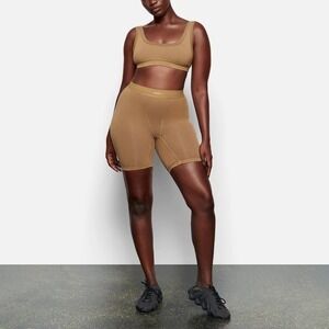 SKIMS Outdoor Scoop Neck Bralette + Seamed Bike Short Set Sepia 3X/4X
